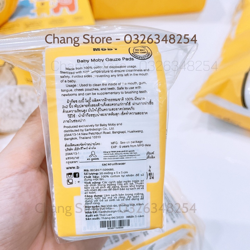 Gói 50 miếng Gạc Rơ Lưỡi Moby Baby Vệ Sinh Răng Miệng Cho Bé