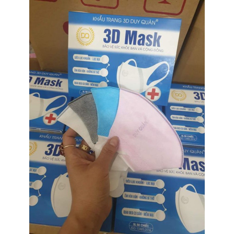 Hộp 50 chiếc khẩu trang 3D mask màu xám