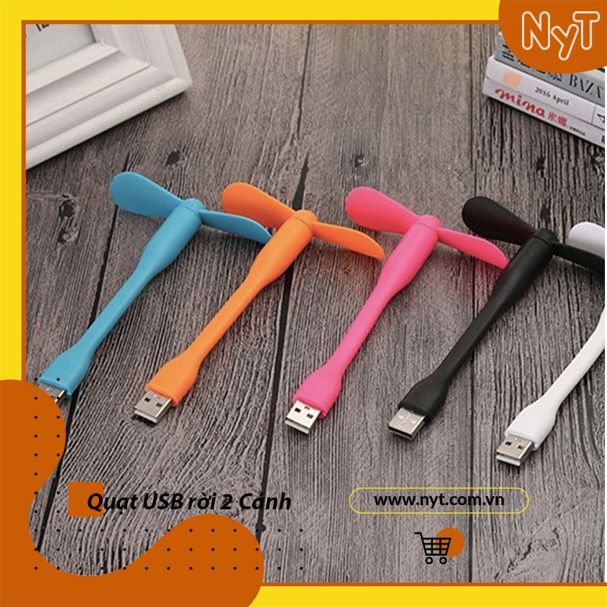 Quạt USB Rời 2 Cánh Gắn Máy Tính, Pin Dự Phòng - Uốn Cong 360 Độ