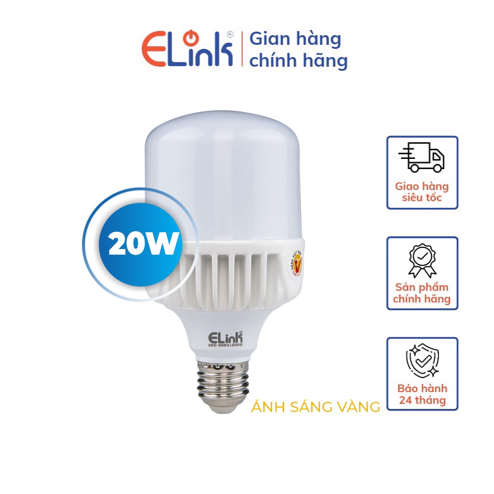 Bóng Đèn Led Trụ Nhôm ELink Cao Cấp, Ánh Sáng Vàng, Thiết Kế Trụ Nhôm Giúp Tản Nhiệt Nhanh Công Suất 20W