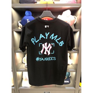 Áo thun in logo MLB/chữ Yankees cá tính trẻ trung cho nam nữ