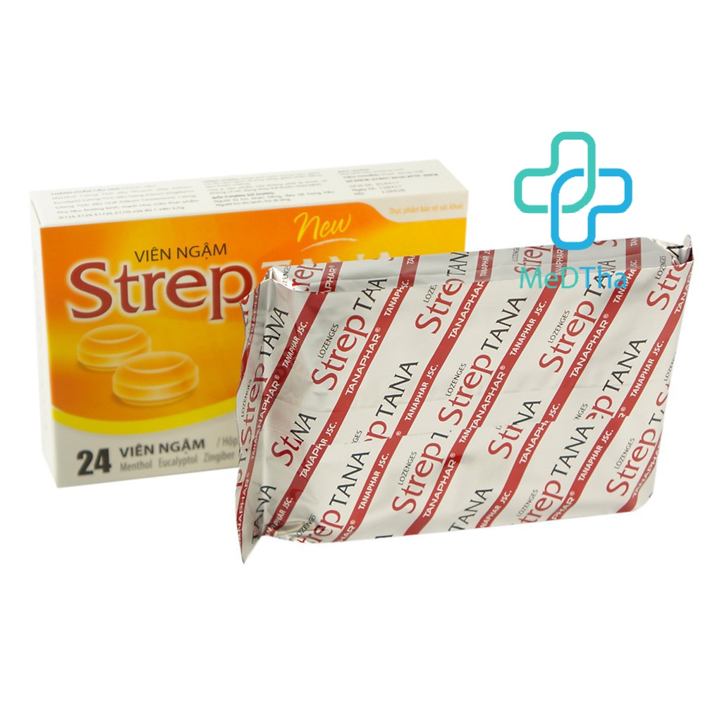 Viên Ngậm Ho Streptana - Kẹo Ngậm Ho, Giảm Ho, Đau Rát Họng, Quế, Gừng, Bạc Hà