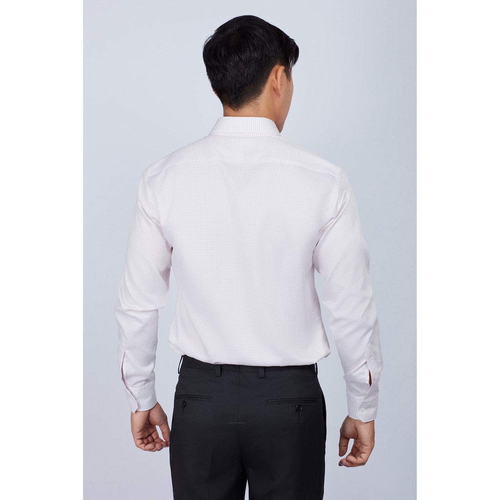 Áo sơ mi nam mattana Slim fit trắng dài tay chấm bi MAM04190011705123