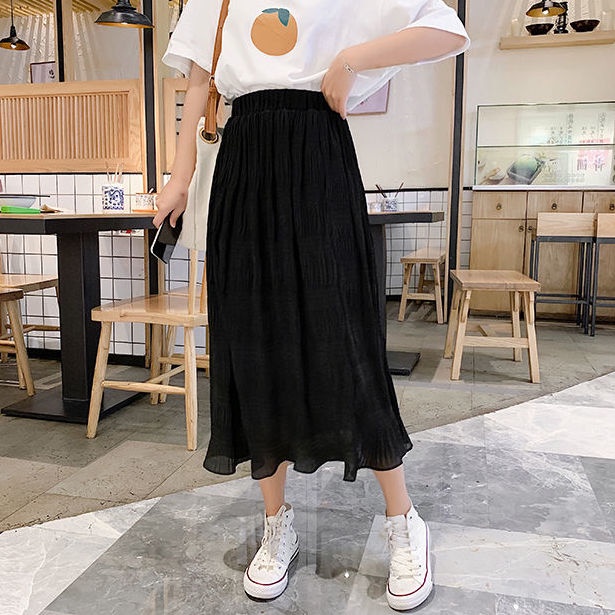 Chân Váy Chiffon Chữ a Lưng Cao Xếp Ly Thời Trang Xuân Hè Hàn Quốc 2020 Mới