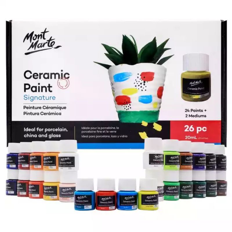 Màu sơn vẽ kính gốm sứ thủy tinh Mont Marte Signature Ceramic Paint 6 màu x 12ml