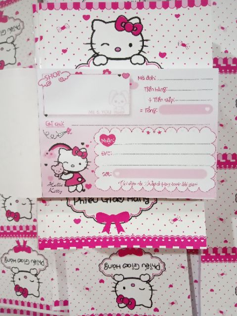 Phiếu giao hàng hellokitty 1 liên khổ A6 100t/q cho các shop bán hàng online