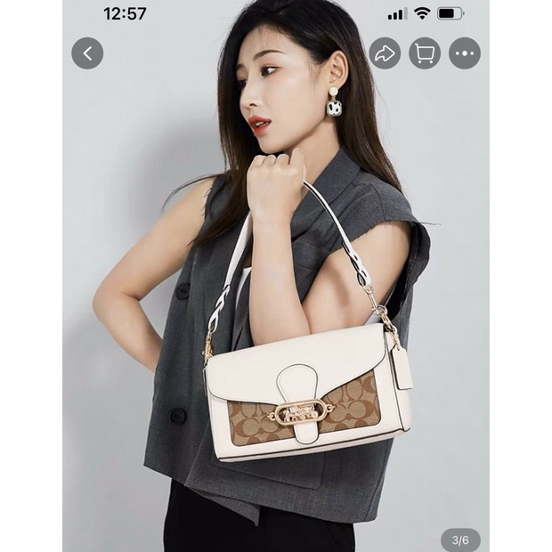 Túi C.O.A.CH nắp gập sz25cm kèm 2 dây đeo chéo