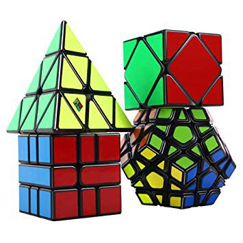 Đồ chơi Combo 4 rubik MoFangJiaoShi Gift Packing with 4 cubes Black - Combo rubik biến thể