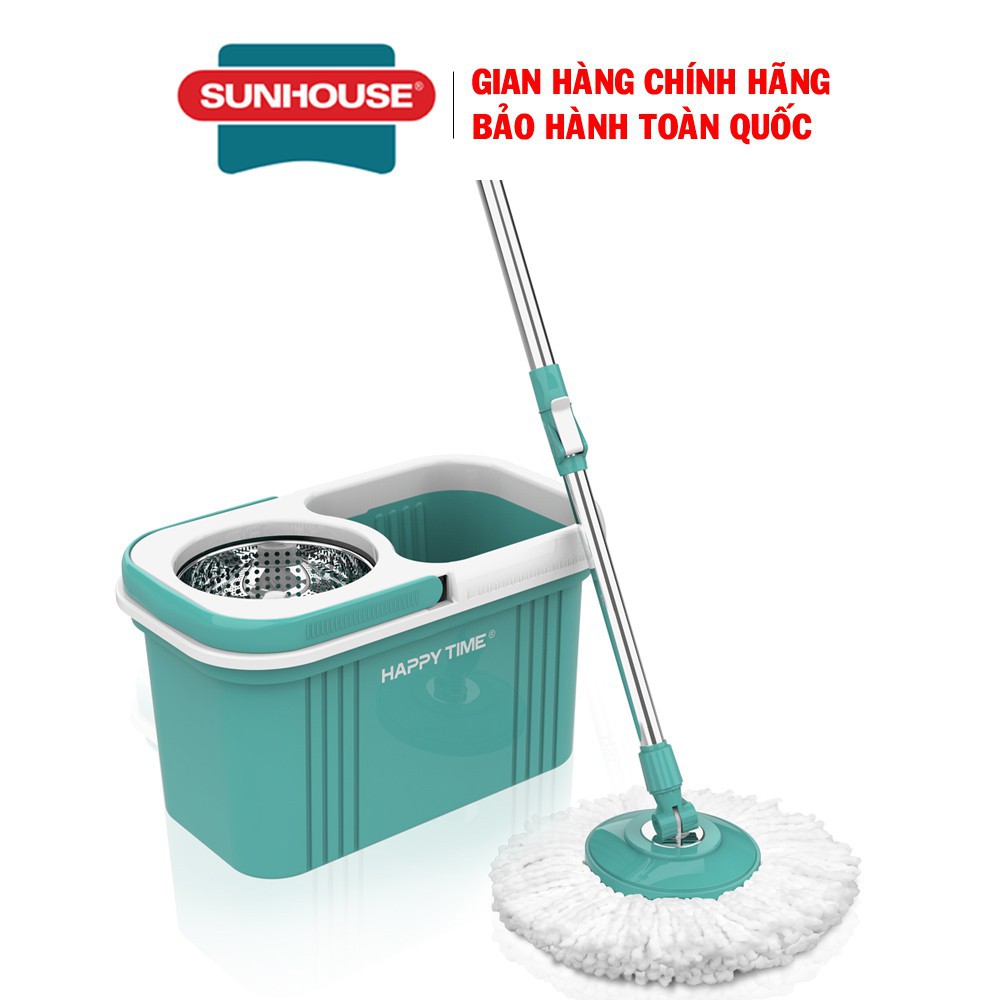 CÂY LAU NHÀ KÈM THÙNG XOAY 360 ĐỘ SUNHOUSE HAPPYTIME KS-CL350P + Tặng miếng rửa bát bọt biển