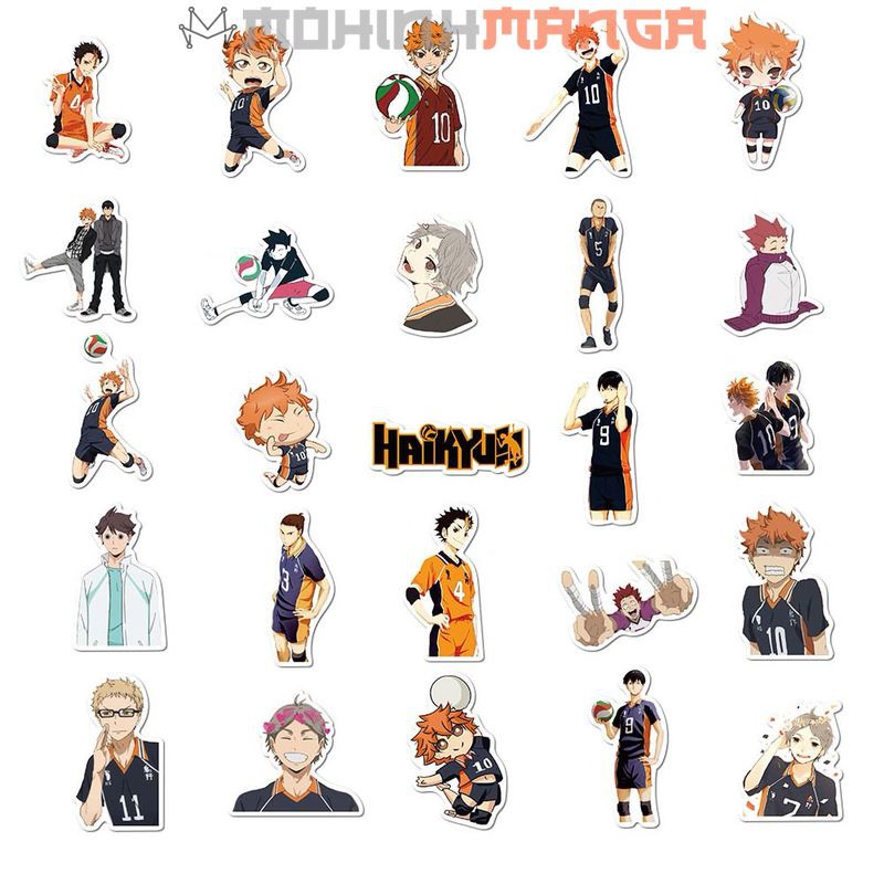 Bộ sticker Haikyuu Hinata Shoyo Kageyama Tobio Kozume Kenma (miếng dán decal Vua Bóng Chuyền) chống nước hình dán Haikyu