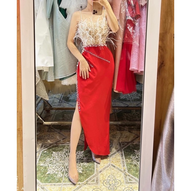 Đầm body 2 dây phối tua rua kết cườm sang chảnh TRIPBLE T DRESS - size M/L -MS372V