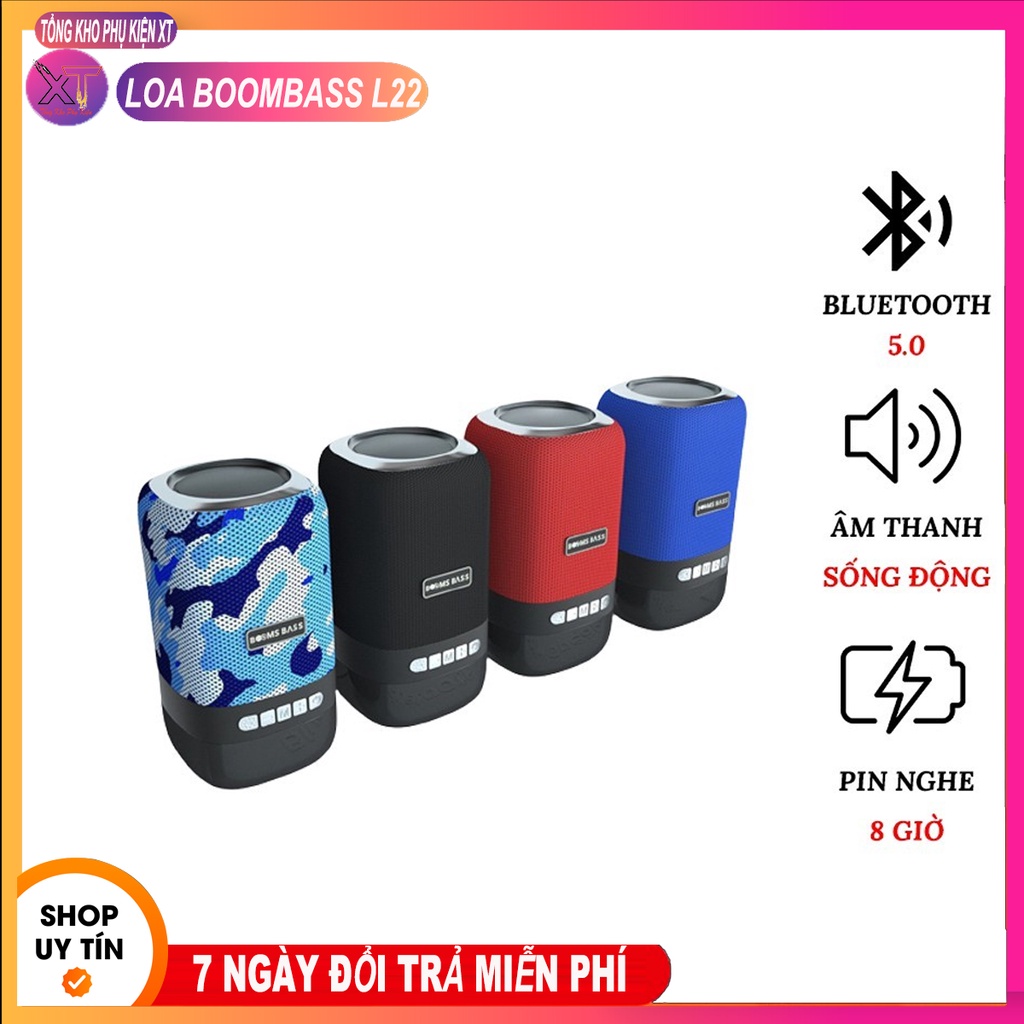 Loa Bluetooth BoomsBass L22 | Có Đèn Led Siêu Đẹp | Bluetooth 5.0 | Pin 1200mah Nghe Nhạc 4h Liên Tục