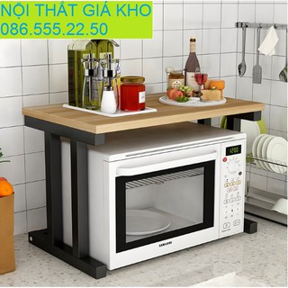 Kệ lò vi sóng ván gỗ cao su chống nước hàng công ty VN chắc chắn