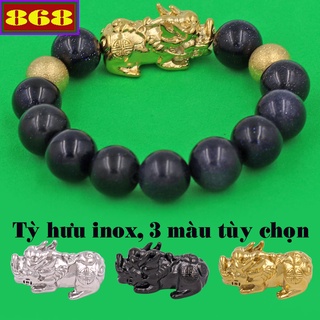 Vòng tay chuỗi hạt đá lam sa charm tỳ hưu 2 bi