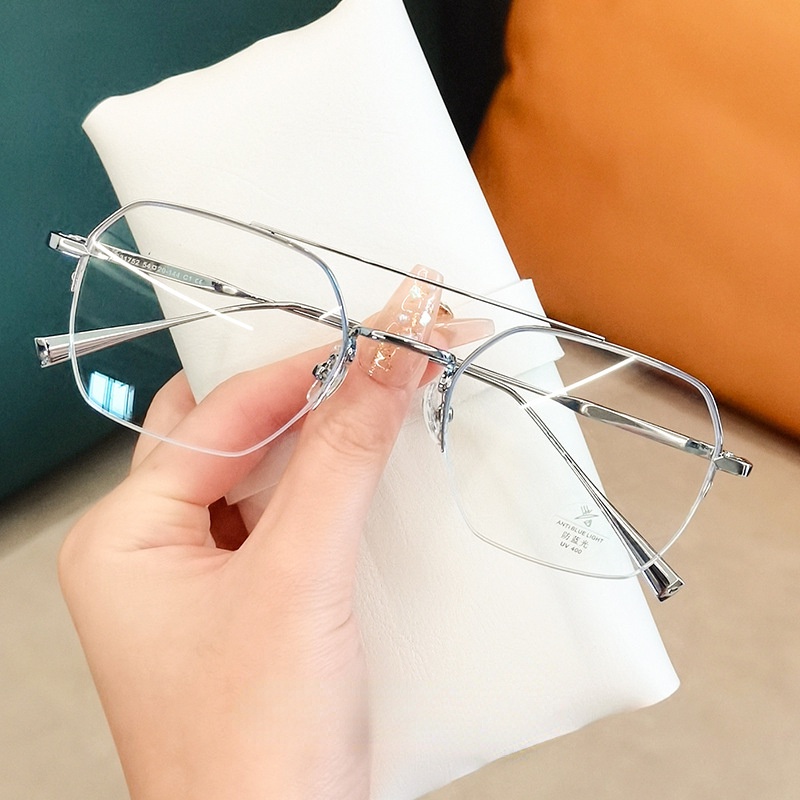 Kính Cận Gọng Kim Loại Chống Ánh Sáng Xanh Cho Nam/Nữ