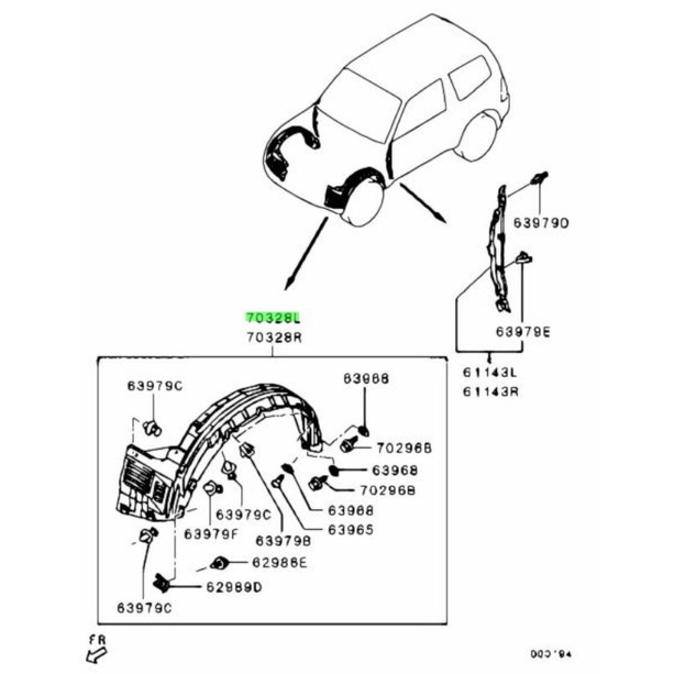 Lòng vè chắn bùn trước  Pajero V93 V97 5370A535 5370A536