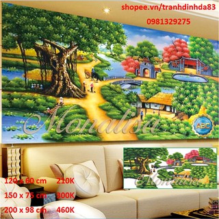 Tranh đính đá Khung cảnh làng quê/ngày mùa y8044, y8045,y8046 (tranh phong cảnh)