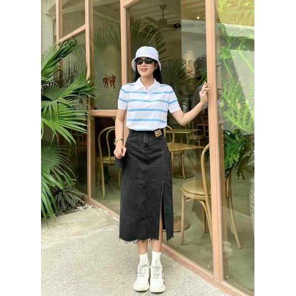 Áo POLO sọc xinh hàng VNXK ảnh thật shop chụp