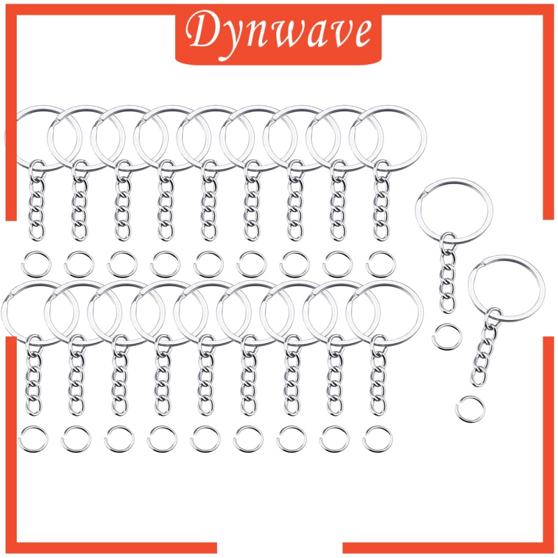 [DYNWAVE]100x Keyring Blanks Key Rings with Chain Opens Jump Rings