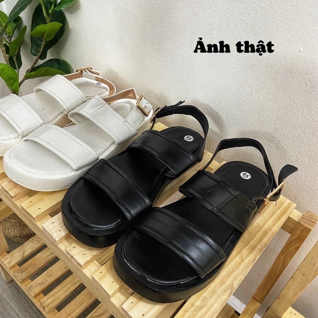 Sandal Nữ Quai Ngang Đế Bằng Màu Trơn Thời Trang Hàn Quốc - Dép Xăng Đan Quai Hậu Nữ Đẹp Da Pu Đế 3 Phân - DAUBE - D029