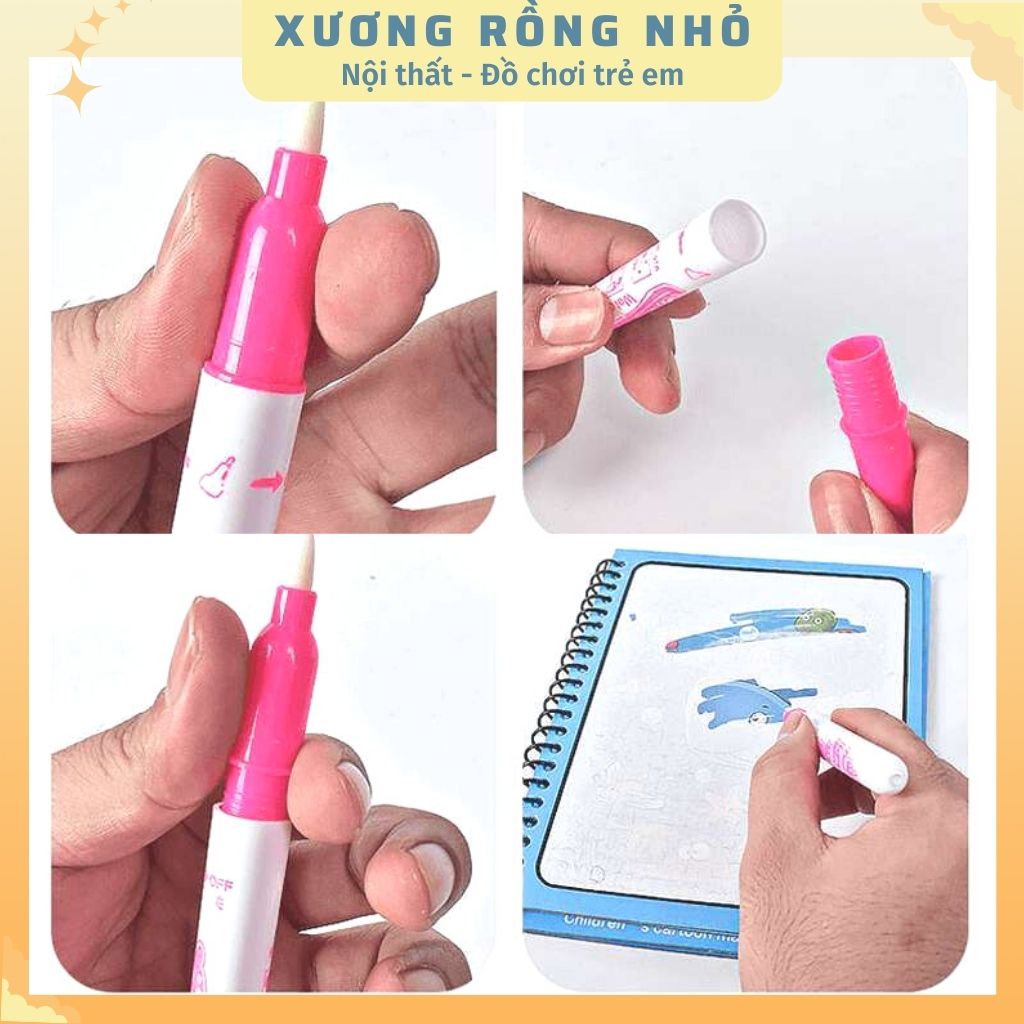 Tranh Tô Màu Nước Ma Thuật Tự Xóa, Sách Tập Tô Thần Kỳ, Magic Water Book Cho Bé Tặng 1 Bút Tô Màu
