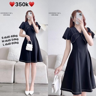 ♥️Gdv0038♥️Đầm xoè phối nơ viền trắng hãng rosara cao cấp