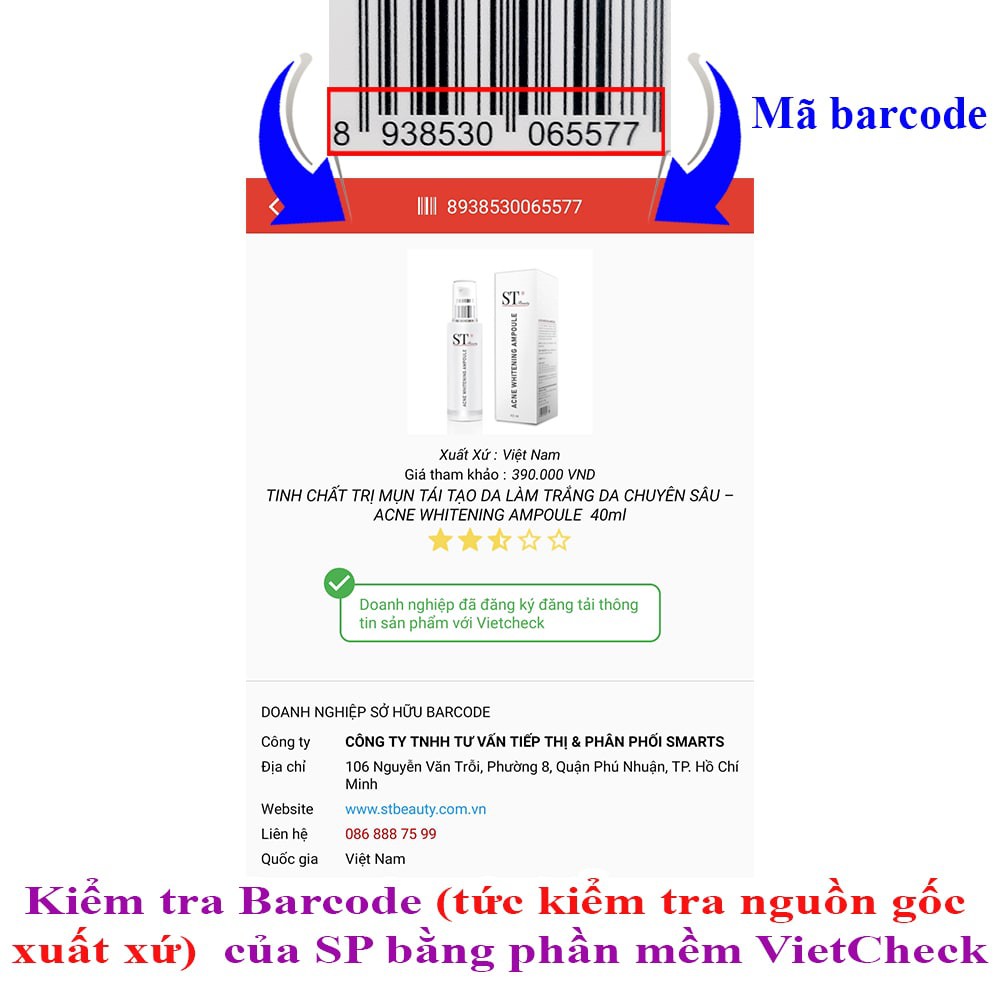 Tinh chất st beauty hết mụn &amp; tái tạo da hiệu quả 95% 40ml – tặng 1 gel khô 100ml