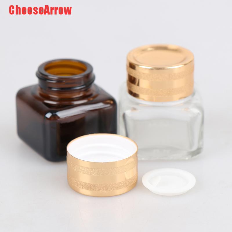 (Hàng Mới Về) 1 Lọ Thủy Tinh Đựng Mỹ Phẩm 15ml Hình Vuông Màu Hổ Phách Tiện Dụng