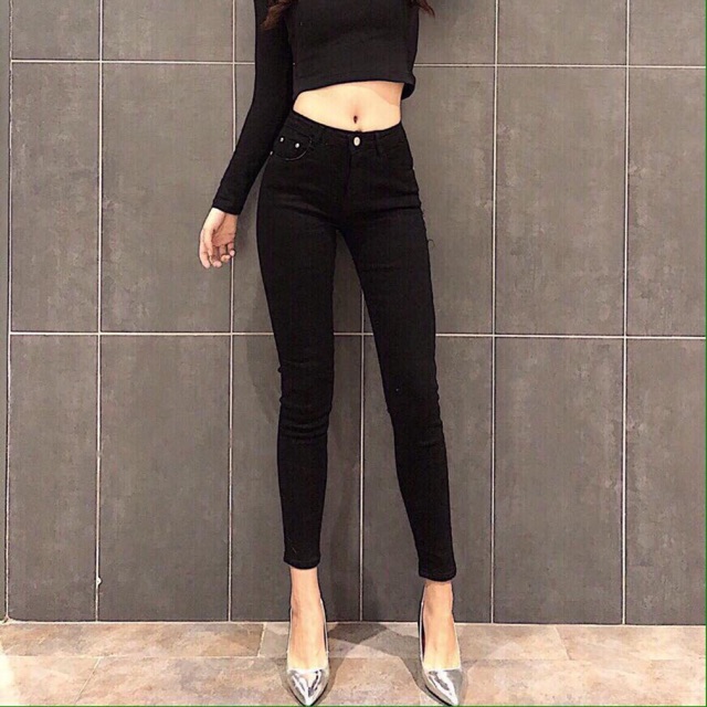 Quần jean đen trơn co dãn [ kèm ảnh thật ]
