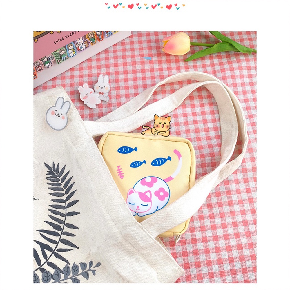 [Hàng mới về] Túi đựng băng vệ sinh nhỏ gọn in họa tiết hoạt hình phong cách Hàn Quốc dễ thương