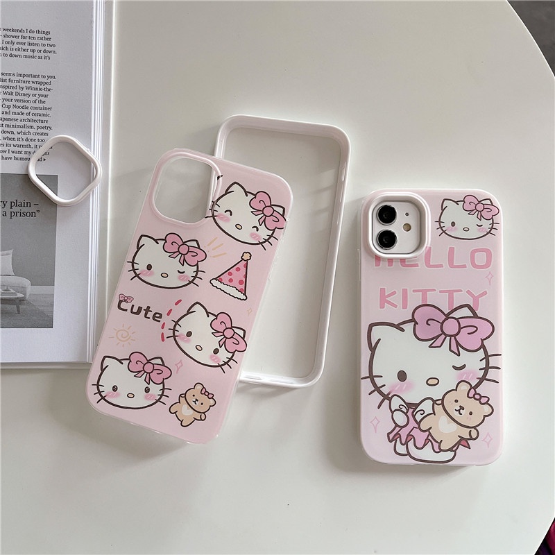 Ốp Điện Thoại Màu Hồng 3 Trong 1 Cho iphone 12 Pro 13 11 Max 6 6s 7 8 Plus X XR XS Max