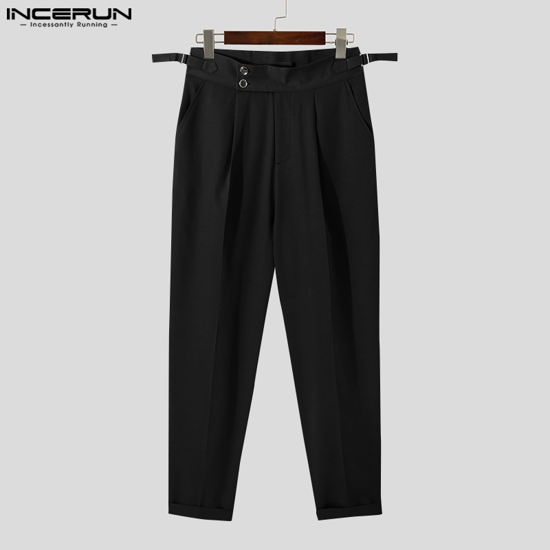 Quần dài INCERUN bút chì lưng cao màu sắc thanh lịch cho nam size S-5XL tùy chọn