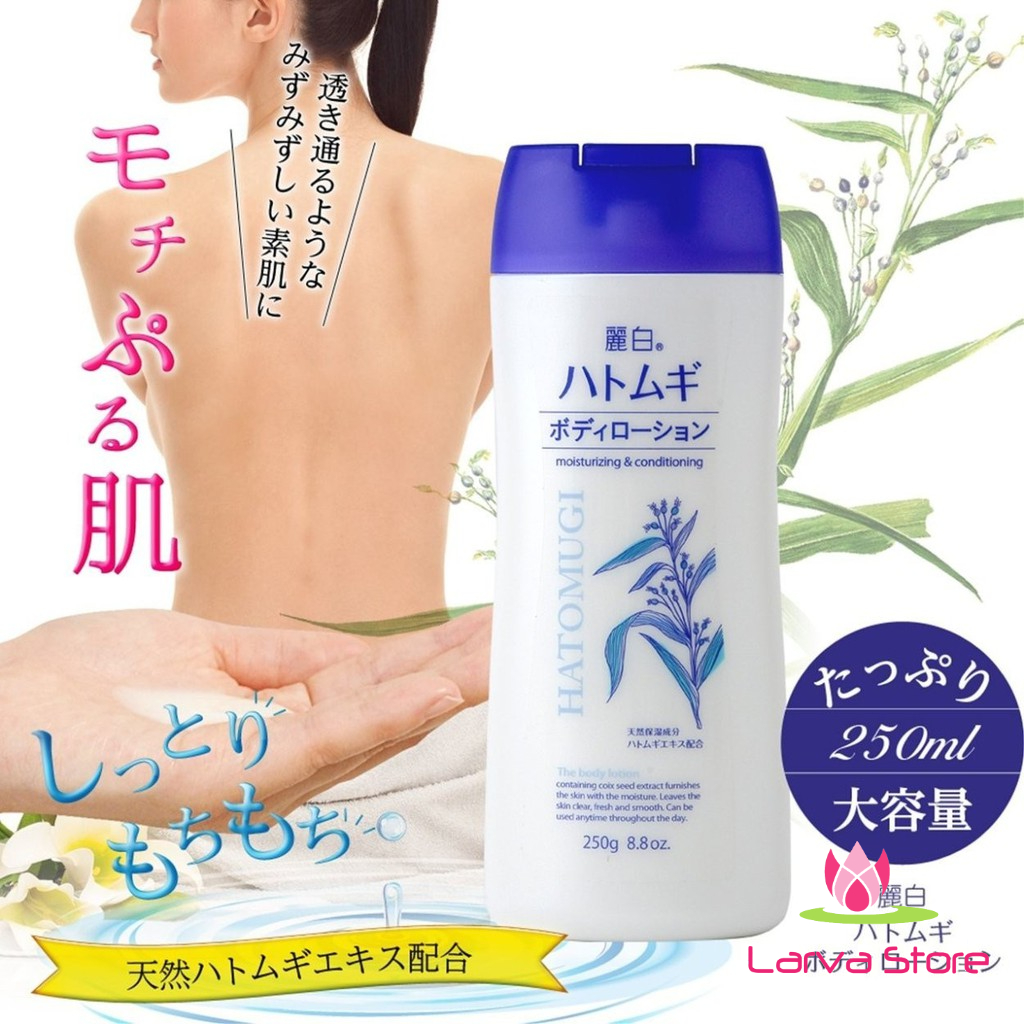 Dưỡng Thể Ý Dĩ Sáng Da Mền Mịn Reihaku Hatomugi Body Lotion Nhật Bản 250g - Larva Store