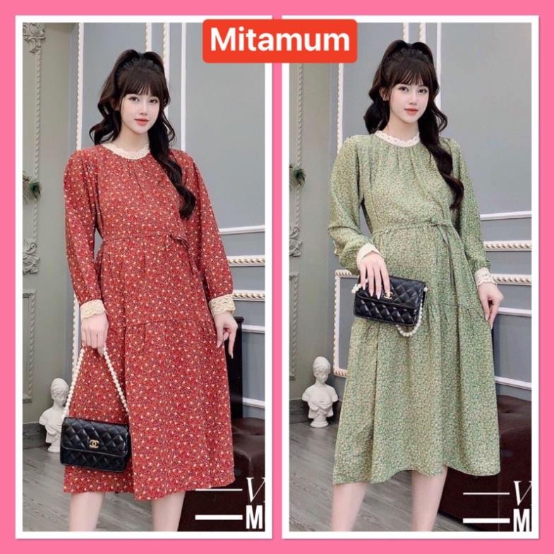 Váy đầm bà bầu dài thu đông hoa nhí công sở thời trang thiết kế cao cấp đẹp giá rẻ VDThoa MV