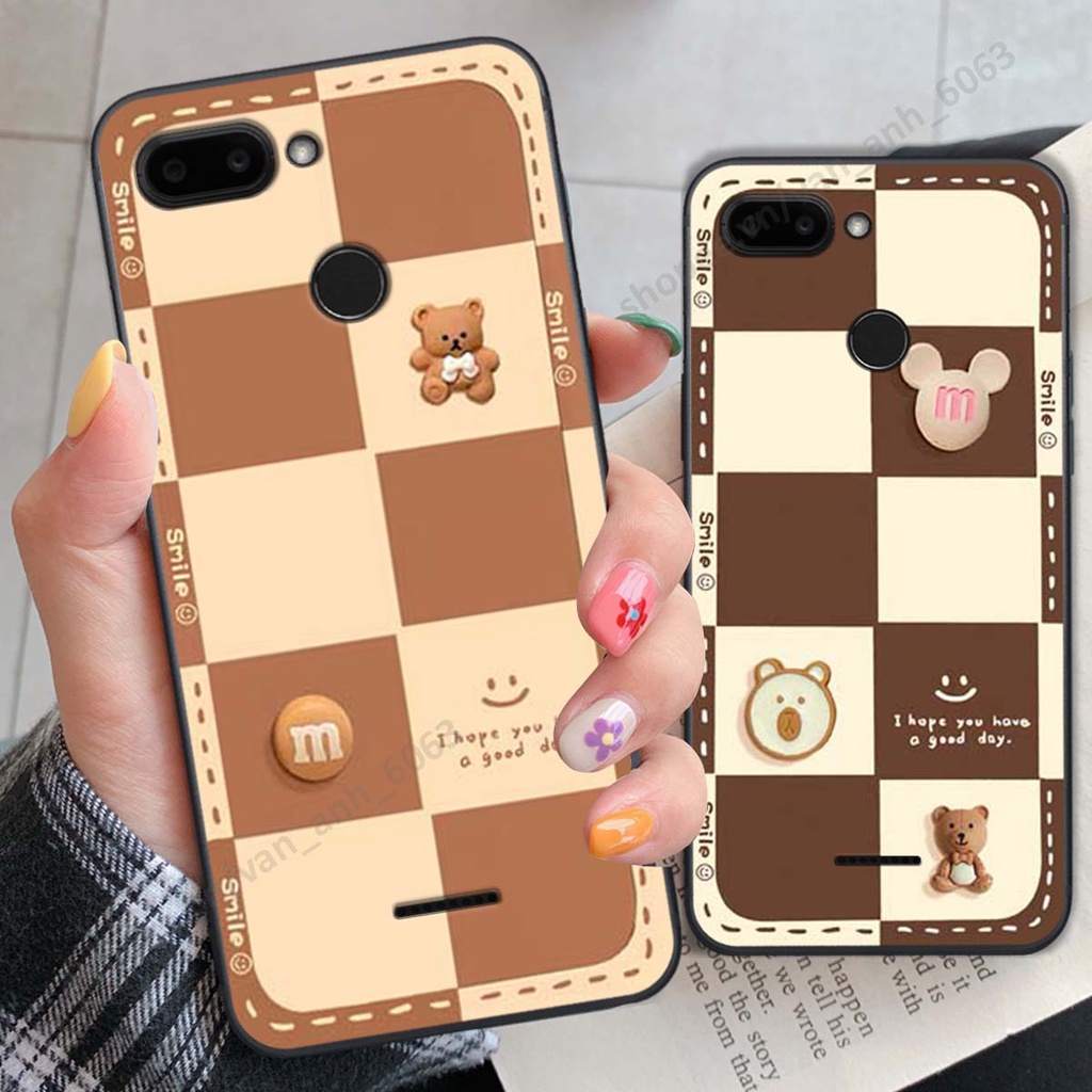Ốp lưng Xiaomi Redmi 6 hình gấu, kẹo dễ thương cute