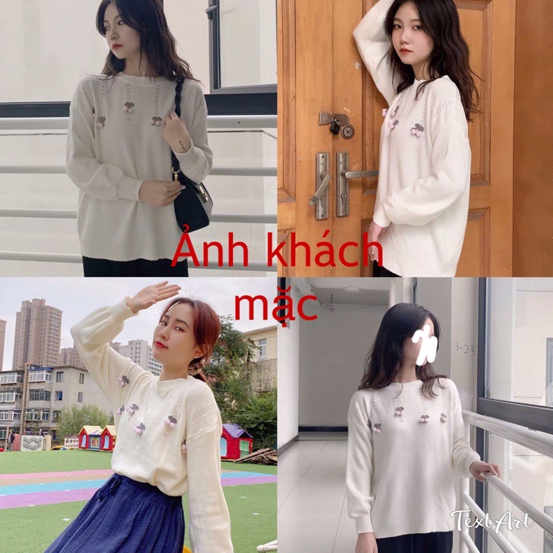 Áo Len Nữ Cổ Lọ Form Rộng Dài Tay Thêu Hoa Vintage Chất Mềm Mịn AL97