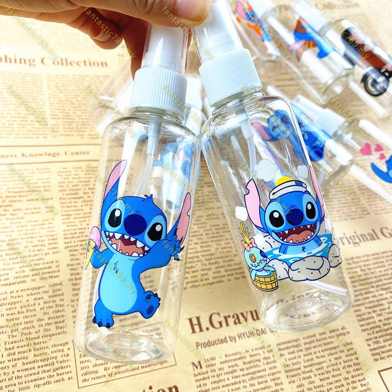 1 Chai Nhựa Rỗng Trong Suốt Đựng Mỹ Phẩm Dạng Xịt 100ml Họa Tiết Stitch Dễ Thương