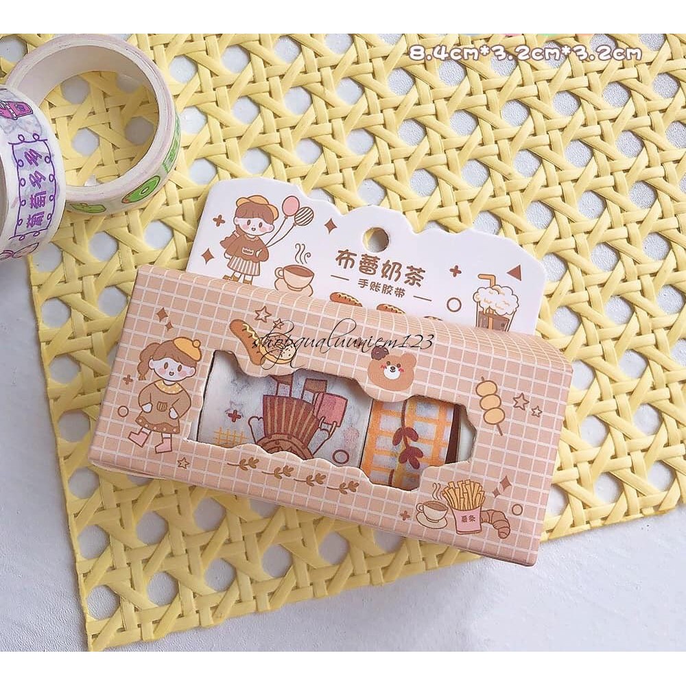 Combo Washi tape hộp 4 cuộn hình siêu đáng yêu hỗ trợ trang trí DIY - Họa tiết hoạt hình