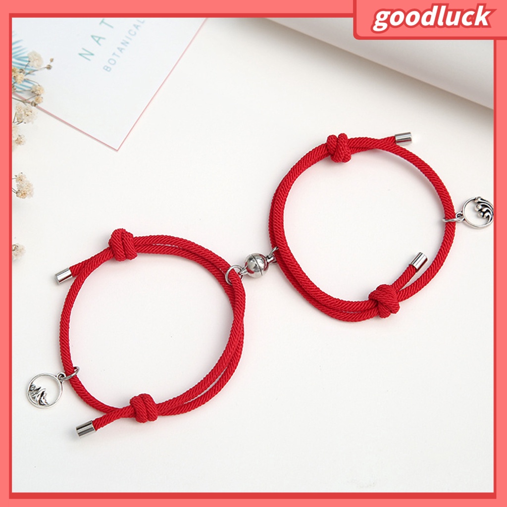 Set 2 Vòng Tay Bện Dây Gắn Nam Châm Thời Trang Cho Cặp Đôi