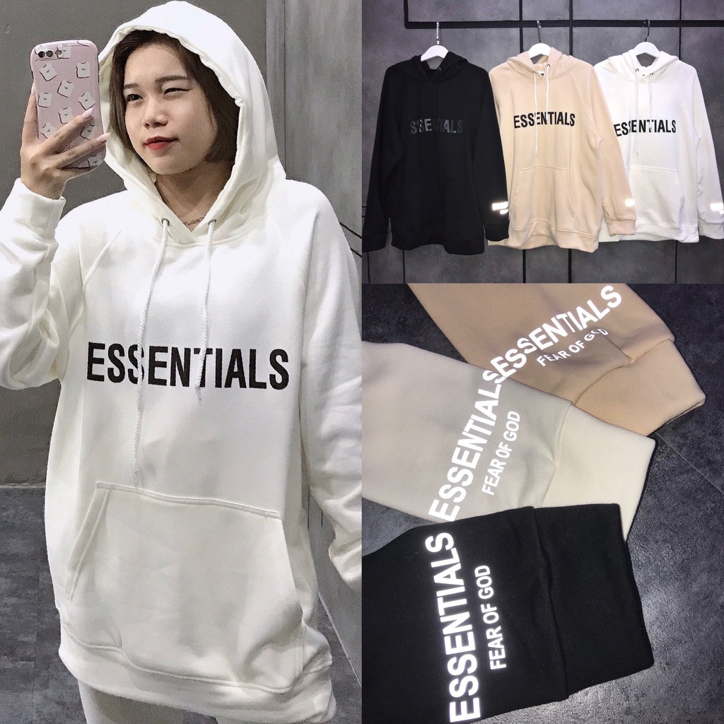 Áo hoodie ESSENTIAL phản quang nhiều màu (hình shop tự chụp)