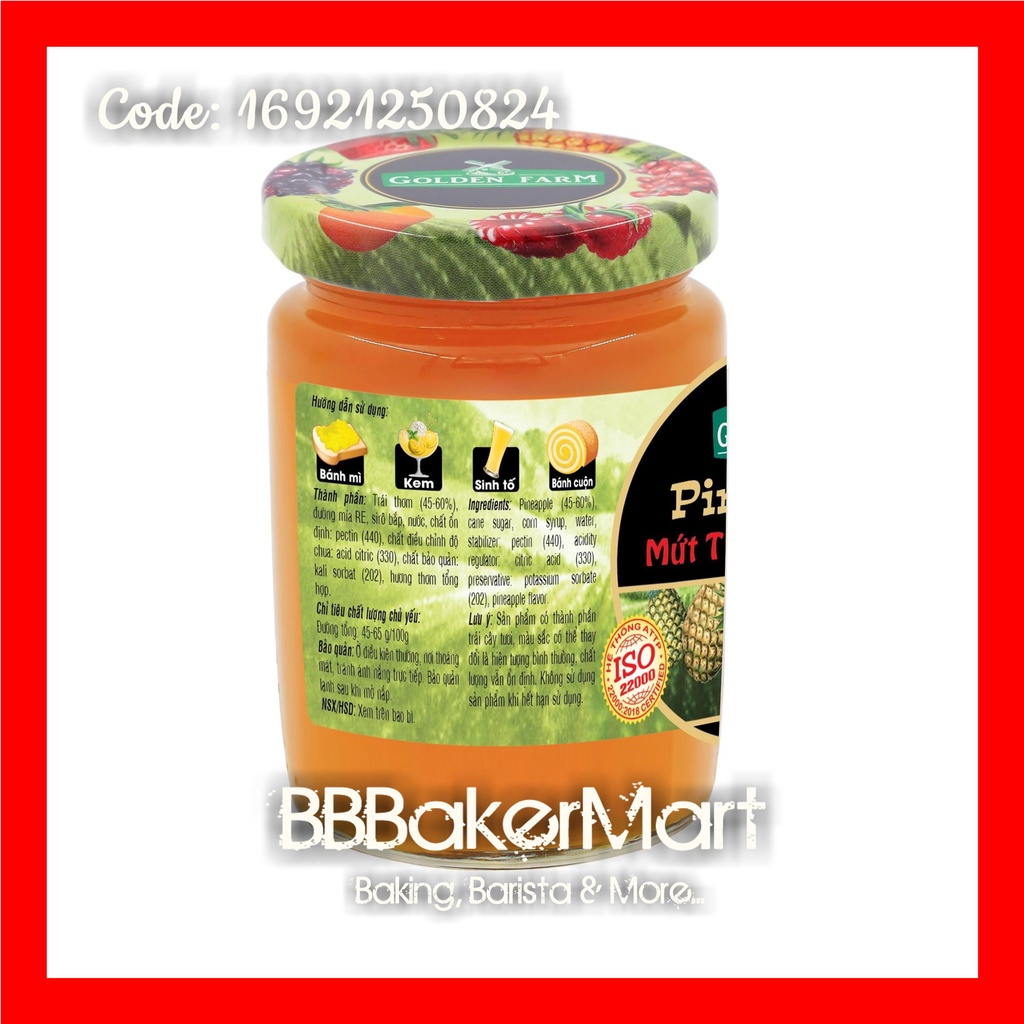 NHỎ 210GR - Mứt KHÓM (THƠM) Preserves có xác Golden Farm