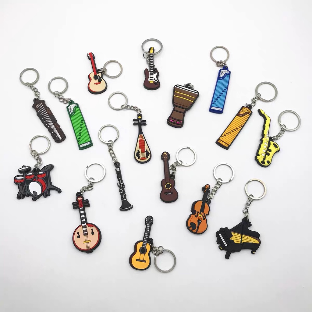 Móc Khóa Silicon Mềm Hình Nhạc Cụ Cho Đàn Guitar Ukulele Violin Piano Piano