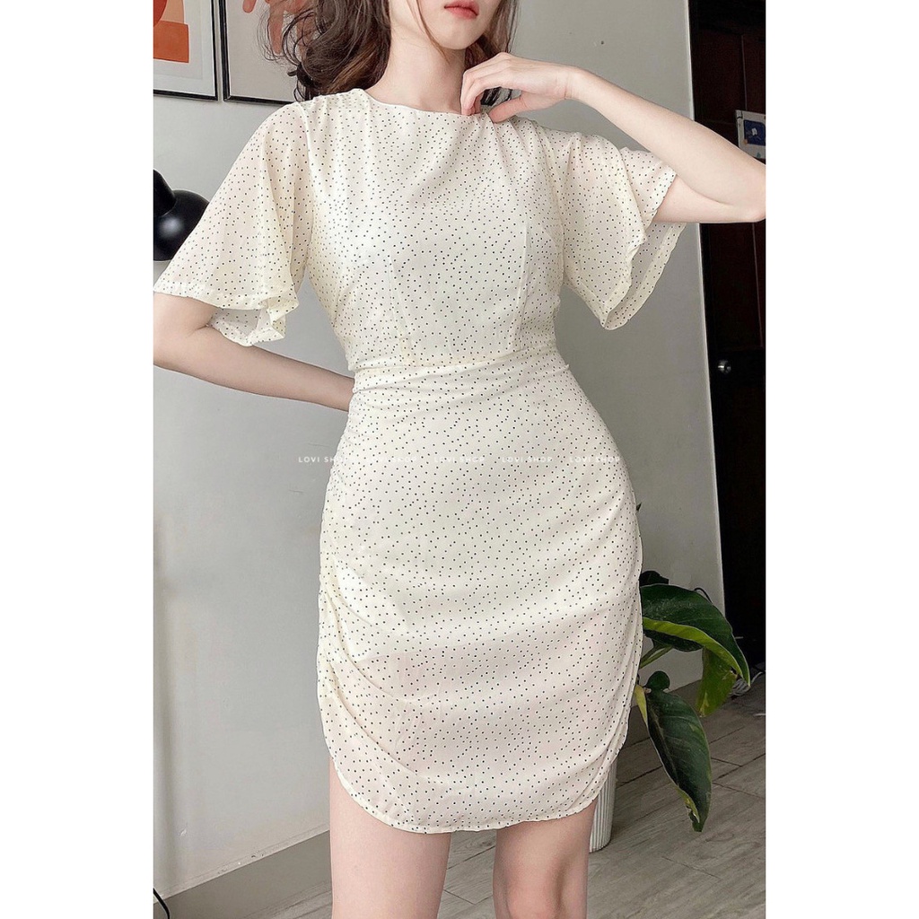 Đầm kiểu nữ chấm bi  nhiều màu Lovi