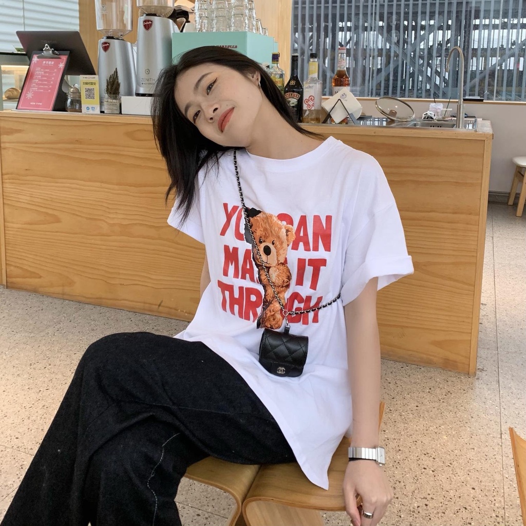 Áo thun Gấu chữ đỏ - Unsex Vải cotton Cao Cấp