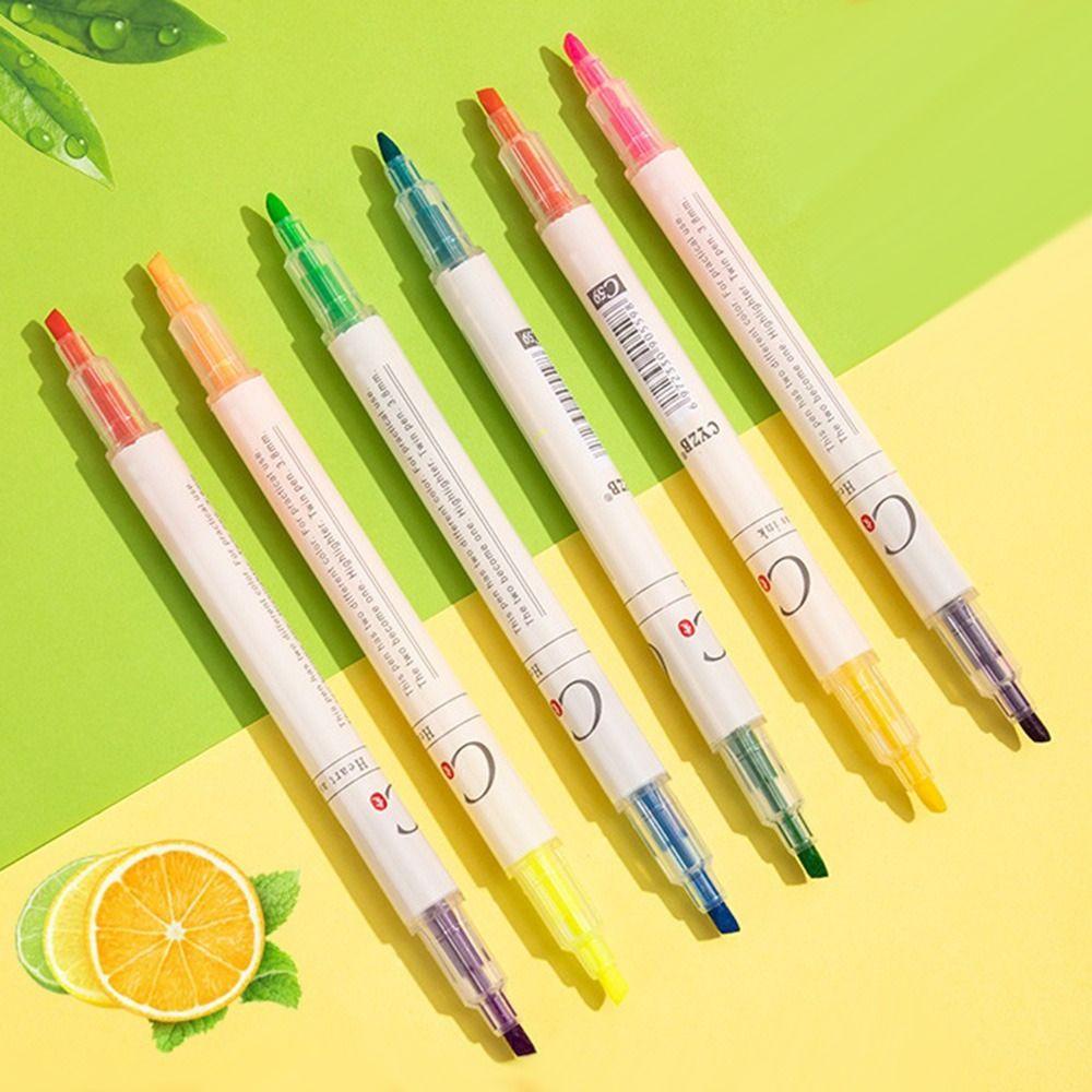 Set 6 Bút Đánh Dấu Hai Đầu Màu Sắc Ngọt Ngào Cho Học Sinh