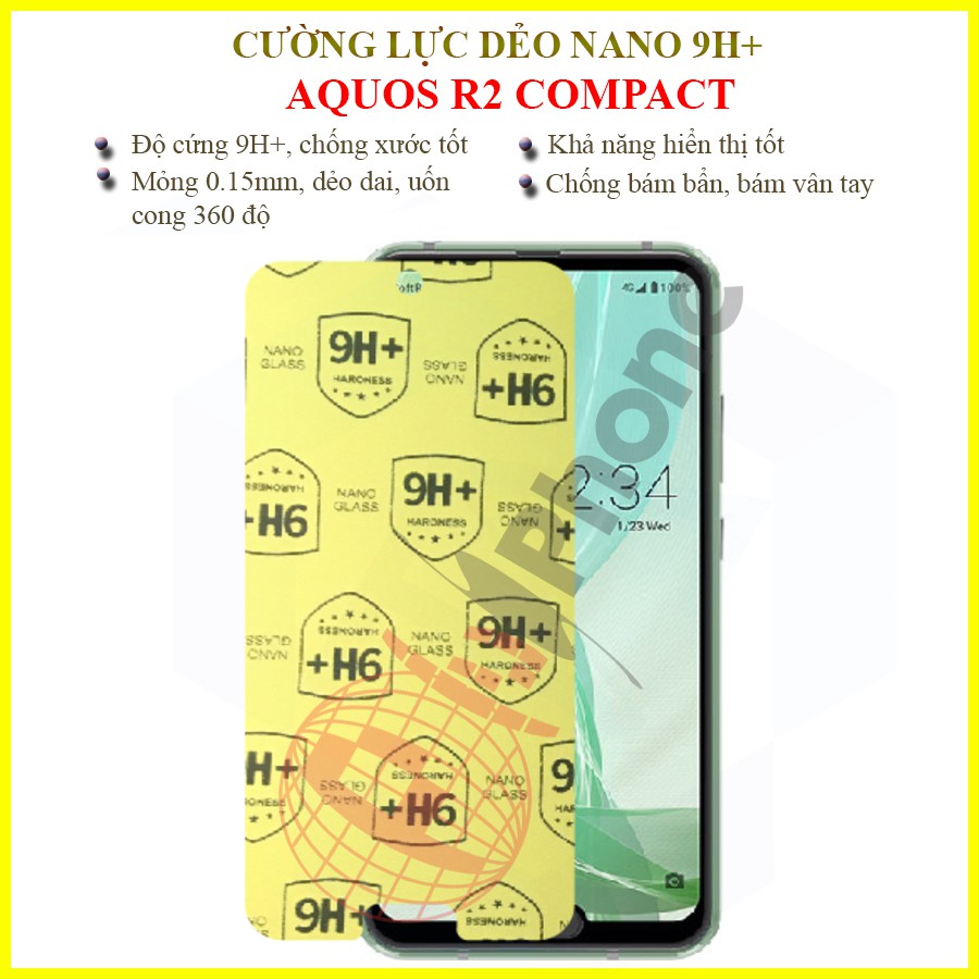 Dán cường lực dẻo nano trong hoặc nhám cho Sharp Aquos R2 Compact