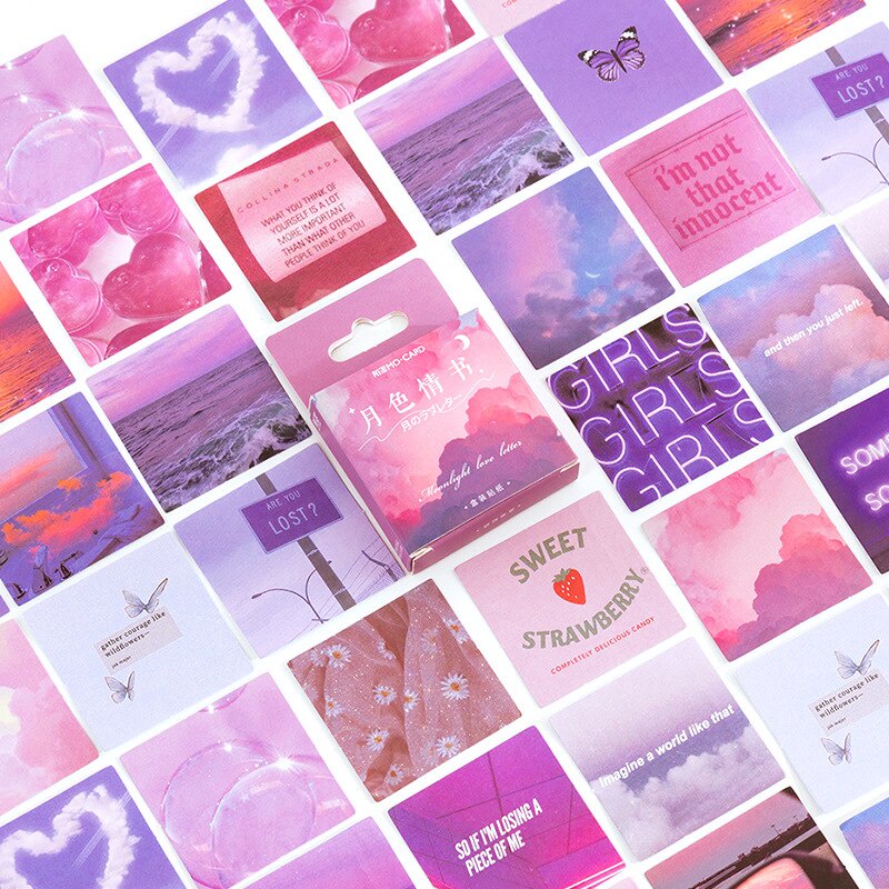 Set 46 miếng dán họa tiết trái tim / chữ love màu hồng xinh xắn dùng trang trí thủ công