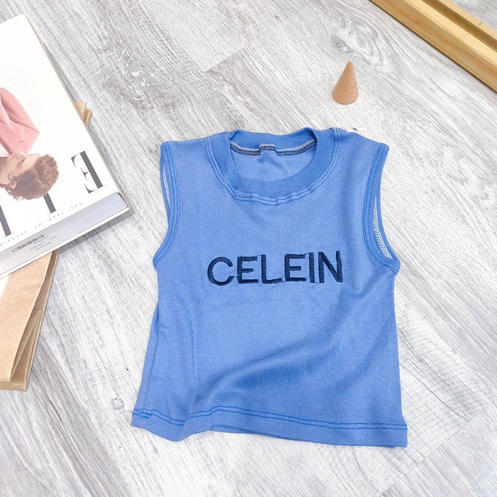 Áo Ba Lỗ In Chữ CELEIN Cho Bé Trai Mặc Ở Nhà, Áo Hè Sát Nách Cho Bé Từ 7-18kg MINKYSUN