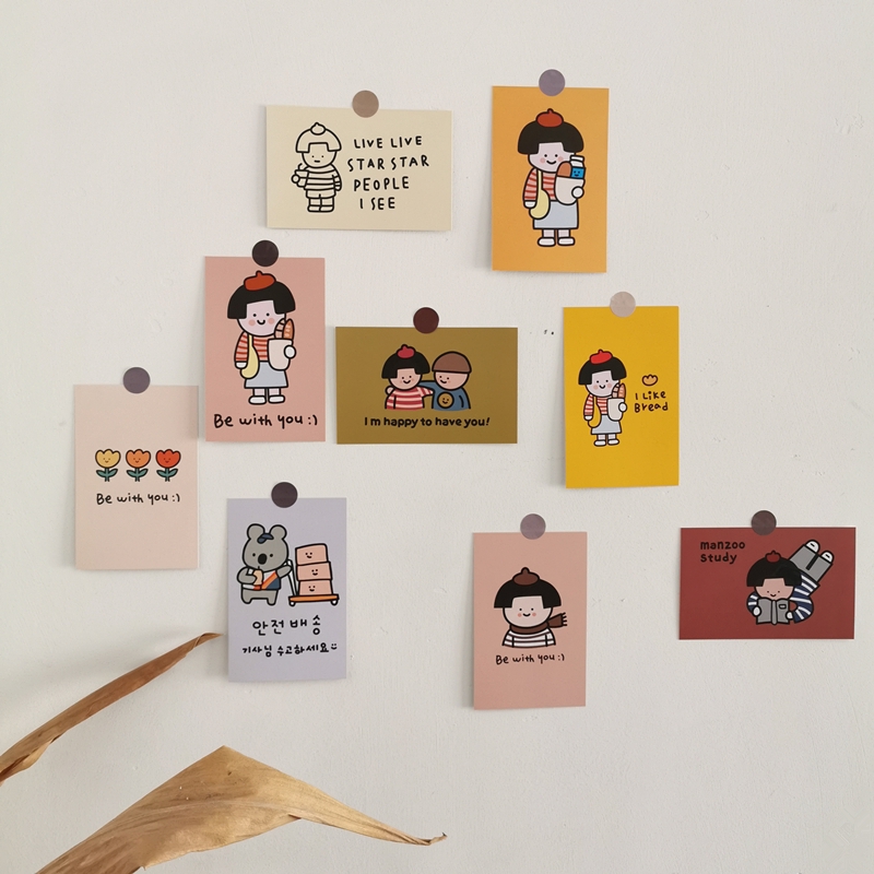 Set 9 Tấm Thẻ Dán Tường Hình Hoạt Hình Xinh Xắn | BigBuy360 - bigbuy360.vn