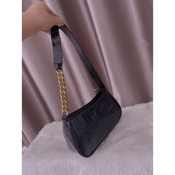 Túi da trơn Kẹp nách phối dây xích